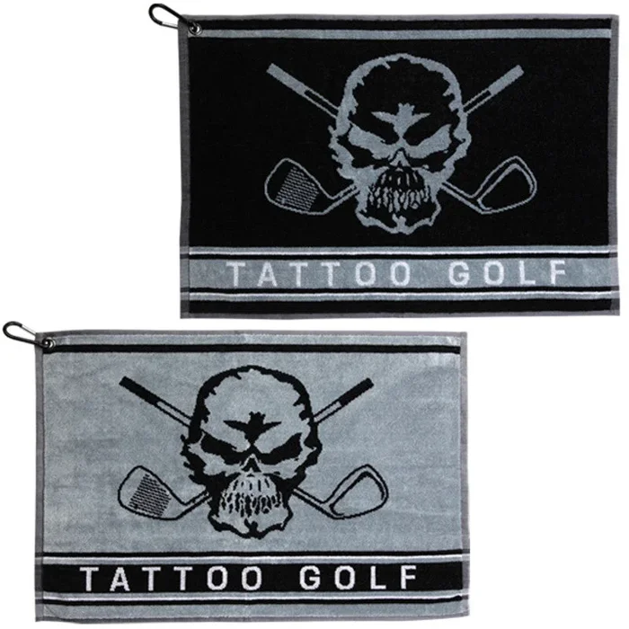 Woven Skull Design Golf Towel | Black or Grey 24″ x 16″